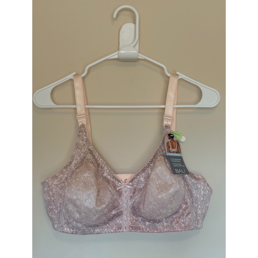 Bali Light Pink Floral Double Support Wireless Bra #DF3820 Womens 42B NEW NWT
